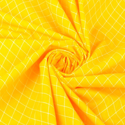 Baumwolle 100% Rauten weiß auf dunkelgelbem Hintergrund  