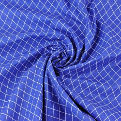 Baumwolle 100% weiße Rauten auf saphirblauem Hintergrund  