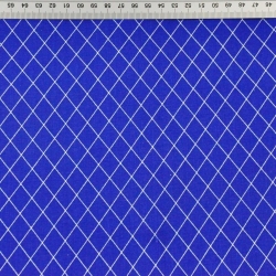 Baumwolle 100% weiße Rauten auf saphirblauem Hintergrund  