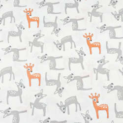 Baumwolle 100% grau-orange Reh auf weißem Hintergrund  