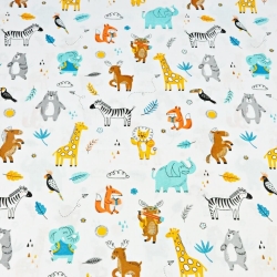 Baumwolle 100% Tiere in der Schule auf weißem Hintergrund  