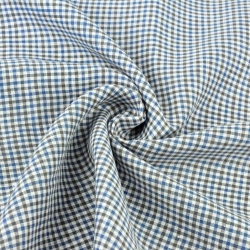 Leinen 100% Bekleidungsstoff blau-weiß-grau kariert - 125g  