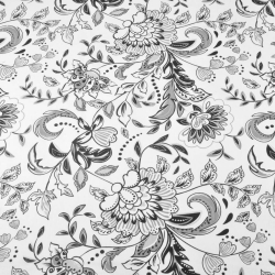 Baumwolle 100% Łowicz-Muster schwarz-grau auf weißem Hintergrund  