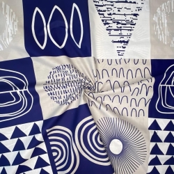 Baumwolle 100% Muster Patchwork blau-weiß-grau  