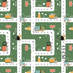 Baumwolle 100% Autos auf Straßen EXPLORE auf grünem Hintergrund  