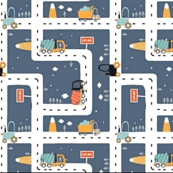 Baumwolle 100% Autos auf Straßen EXPLORE auf grau-blauem Hintergrund