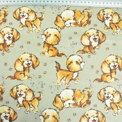 Baumwolle 100% beige Hunde auf beigem Hintergrund  