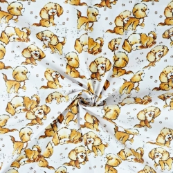 Baumwolle 100% beige Hunde auf weißem Hintergrund  