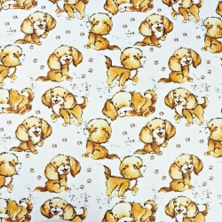 Baumwolle 100% beige Hunde auf weißem Hintergrund  