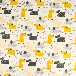 Baumwolle 100% orange Hunde auf beigem Hintergrund  