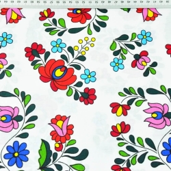 Baumwolle 100% bunter folkloristischer Muster auf weißem Hintergrund  