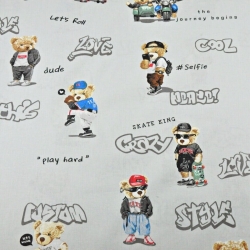 100% Baumwolle coole Bären auf grauem Hintergrund  