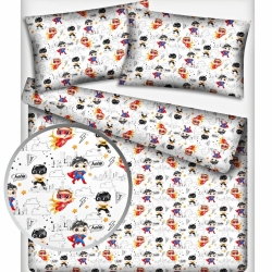 Baumwolle 100% Superhelden, Liga der Gerechtigkeit auf weißem Hintergrund  