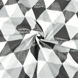 100% Baumwolle große gemusterte Dreiecke grau-schwarz  