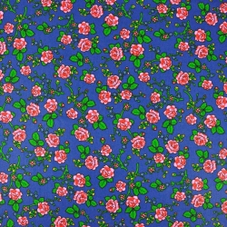 Baumwolle 100% Krakauer Muster Rosen auf dunkelblauem Hintergrund  