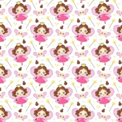 100% Baumwolle Zahnfee rosa auf weißem Hintergrund  