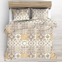 Baumwolle 100% orientalisches Patchwork beige-orange  