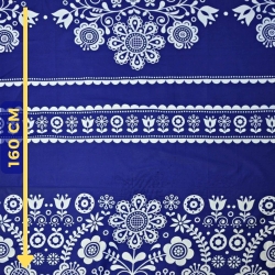 Baumwolle 100% skandinavisches Muster mit weißen Blumen auf marineblauem Hintergrund  