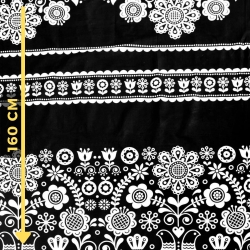 Baumwolle 100% skandinavisches Blumenmuster schwarz-weiß  