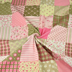 Baumwolle 100% Patchwork Blumen rosa-beige  