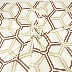 Baumwolle 100% geometrisches Muster Honigwaben beige-braun  