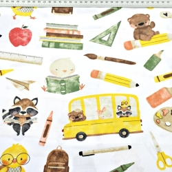 Baumwolle 100% Tiere im Unterricht auf weißem Hintergrund  