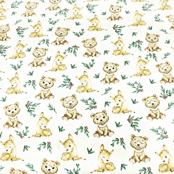 Baumwolle 100% Tiere Bären und Rehe mit Preiselbeeren  