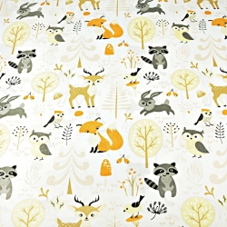 Baumwolle 100% Tiere im Wald  