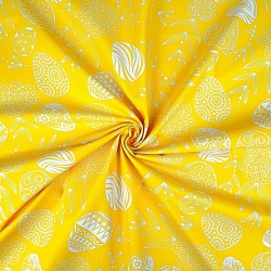 Baumwolle 100% Muster Ostereier auf gelbem Hintergrund  