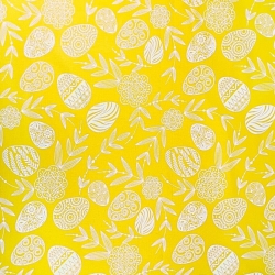 Baumwolle 100% Muster Ostereier auf gelbem Hintergrund  