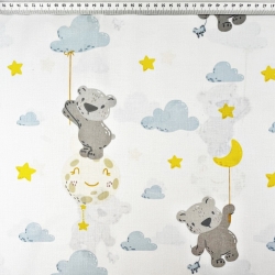 Baumwolle 100% Bären mit Planeten und blauen Wolken  