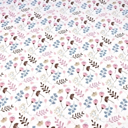 Baumwolle 100% Ginkgo Mini rosa auf weißem Hintergrund  