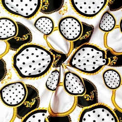 Baumwolle 100% Spiegel mit gold-schwarzen Punkten  