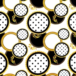 Baumwolle 100% Spiegel mit gold-schwarzen Punkten  