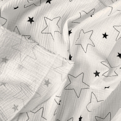 Musselin Double Gauze bedruckt mit Sternchenumrissen  