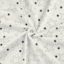 Musselin Double Gauze bedruckt mit Sternchenumrissen  