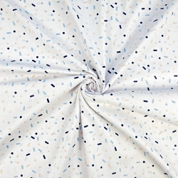 100% Baumwolle mit Streifen und Punkten in dunkelblau-melonenfarben  