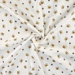 Musselin Double Gauze bedruckt mit beigen Tigerköpfen  