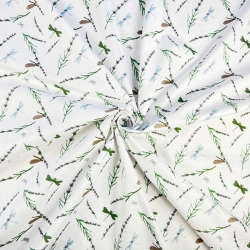 Baumwolle 100% Insekten und Libellen mini auf weißem Hintergrund  