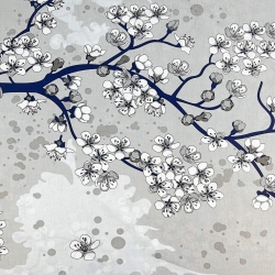 Baumwolle 100% Apfelbaumzweige auf grauem Hintergrund  