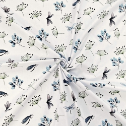 Baumwolle 100% Insekten mit Zweigen auf weißem Hintergrund  