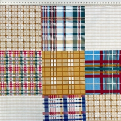 Baumwolle 100% Patchwork kariert blau-beige  