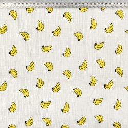 Musselin Double Gauze bedruckt mit Bananen  