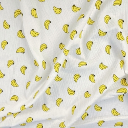 Musselin Double Gauze bedruckt mit Bananen  