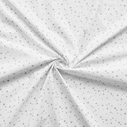 Baumwolle 100% graue Sternchen auf weißem Hintergrund  