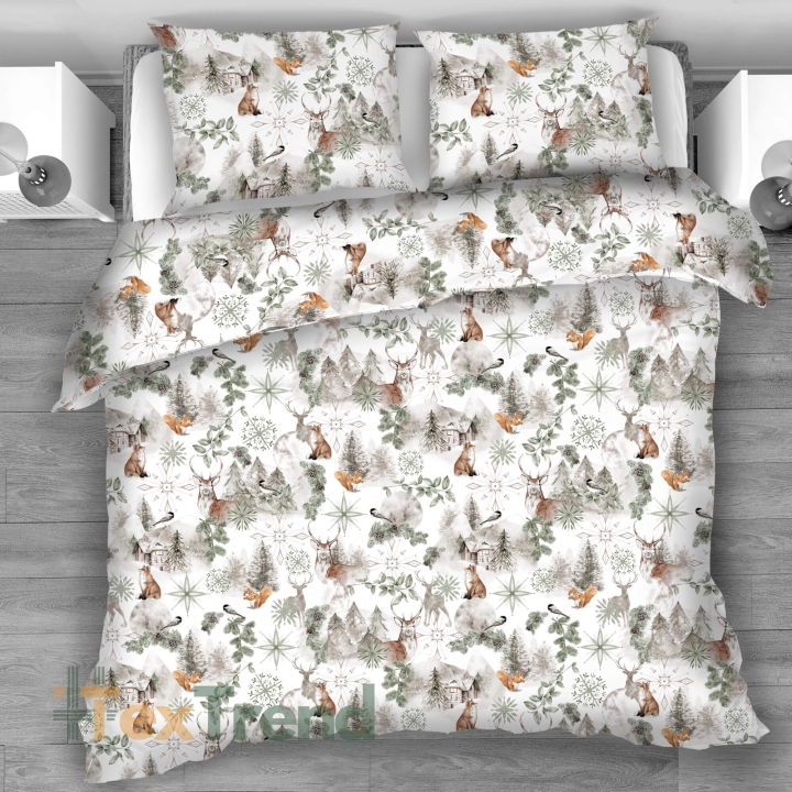 Baumwolle 100% Winterwald salbeigrün-braun  