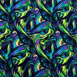 Jersey Strickstoff abstrakt grün-rosa auf schwarzem Hintergrund - Digitaldruck  