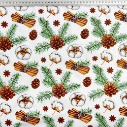 Baumwolle 100% Weihnachtsmuster Baumwollblumen mit Zimt  
