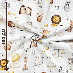 Baumwolle 100% Tiere Sternzeichen auf weißem Hintergrund  