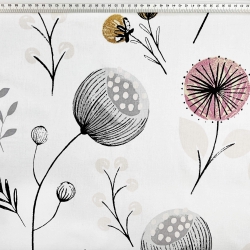 Baumwolle 100% Mohnblumen auf weißem Hintergrund  